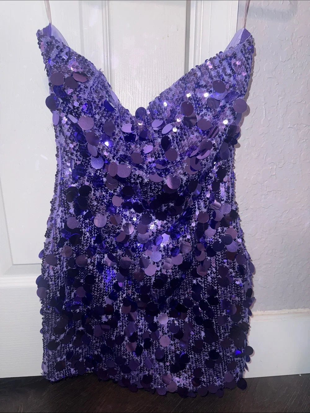 Fashion Nova Amber Sequin Mini Dress - Purple Size Small - Picture 5 of 10